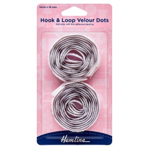Hemline Hook & Loop Dots Stick-On 50 sets of 20mm White