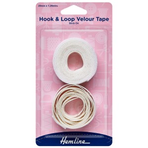 Hemline Hook & Loop Tape Stick-On Value Pack of 1.25m x 20mm White