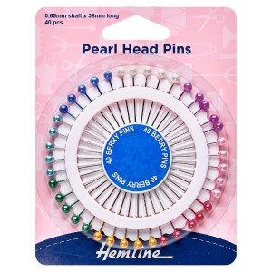 Hemline Pins Pearl Head Assorted 38mm Nickel 40 Pieces