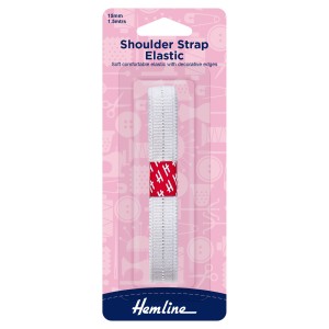 Hemline Elastic Shoulder Strap White - 1.5m x 15mm