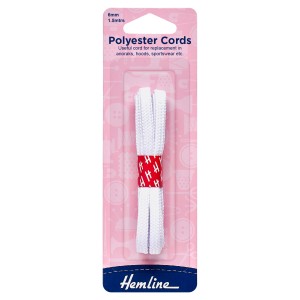 Hemline Polyester Cord 1.5m x 6mm White