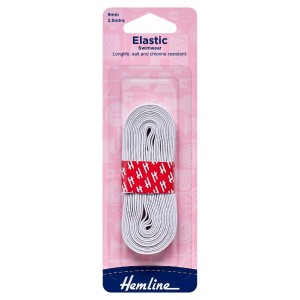 Hemline Swimwear Elastic Woven White - 2.5m x 9mm