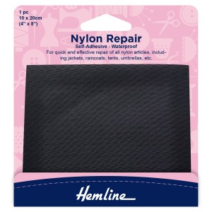 Hemline Self Adhesive Nylon Repair Patch Black - 10 x 20cm
