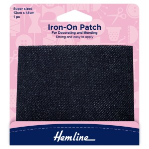 Hemline Iron-on Repair Fabric Dark Denim - 12 x 44cm