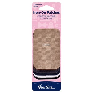 Hemline Iron-On Patches Assorted Colours, Cotton - 7.5 x 5cm