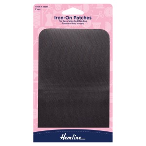 Hemline Cotton Twill Patches Dark Grey - 10 x 15cm