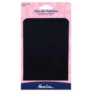 Hemline Cotton Twill Patches Navy - 10 x 15cm