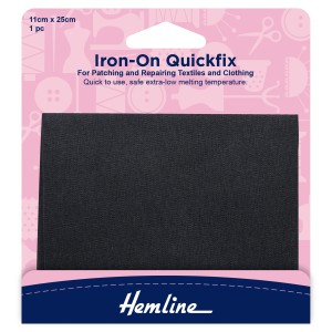 Hemline Quickfix Iron-On Cotton Patches Grey - 11 x 25cm