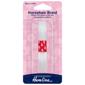 Hemline Horse Hair Braid White - 3m x 15mm
