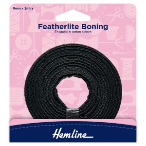 Hemline Featherlite Boning 2m x 8mm Black