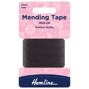Hemline Iron-On Mending Tape Black - 100cm x 38mm