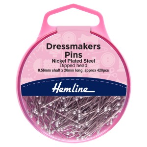 Hemline Pins Dressmaker's Dipped Head 26mm Nickel 420 Pieces
