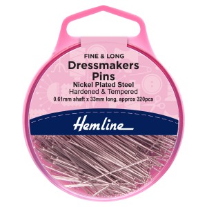 Hemline Pins Dressmaker's Fine 33mm Nickel 320 Pieces