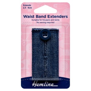 Hemline Waistband Extender Button Dark Denim