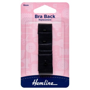 Hemline Bra Back Replacement Black - 19mm