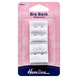 Hemline Bra Back Replacement White - 28.5mm