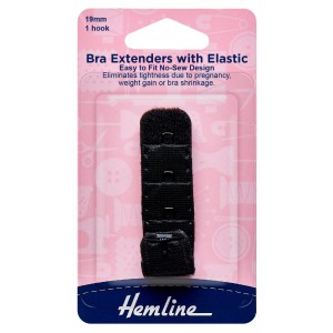 Hemline Bra Back Extender 19mm Black