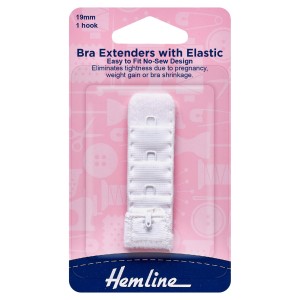 Hemline Bra Back Extender 19mm White