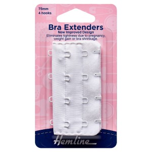 Hemline Bra Back Extenders White - 75mm