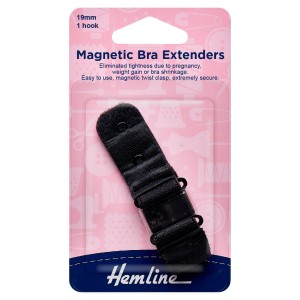 Hemline Magnetic Bra Extender Black - 19mm