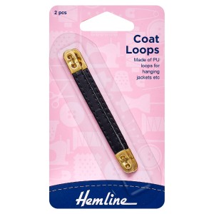 Hemline Coat Loops Leather Black 2 Pieces