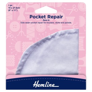 Hemline Sew-In Pocket Repair White - 23 x 15cm