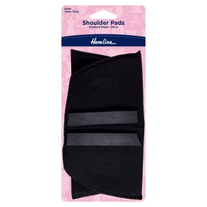 Hemline Shoulder Pads Standard Set-In Large Black