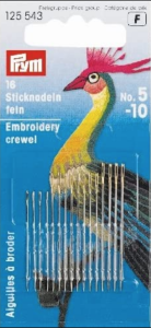 Prym Hand Sewing Needles Gold Eye Embroidery Size 5/10