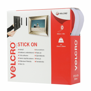 Velcro Stick On Tape 10m x 20mm WHITE (Full Box - V60219)