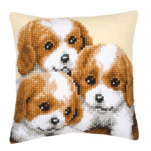 Vervaco Cross Stitch Cushion Kit - Puppies