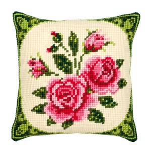Vervaco Cross Stitch Cushion Kit - Pink Roses