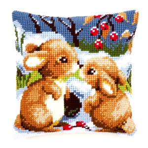 Vervaco Cross Stitch Cushion Kit - Snow Rabbits