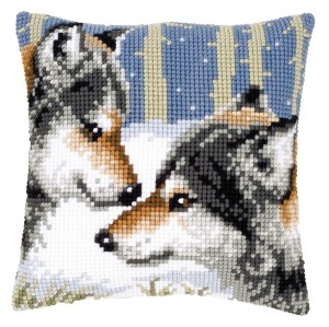 Vervaco Cross Stitch Cushion Kit - Wolves