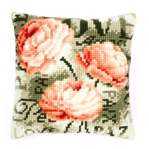 Vervaco Cross Stitch Cushion Kit - Peony
