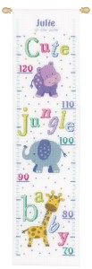 Vervaco Counted Cross Stitch  Height Chart - Baby Animals Aida