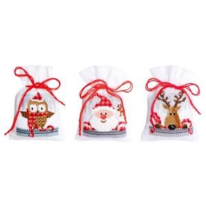 Vervaco Counted Cross Stitch Kit - Pot-Pourri Bag - Christmas Buddies - Set of 3