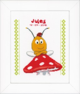 Vervaco Counted Cross Stitch  Birth Record - Maya - Willy on Mushroom