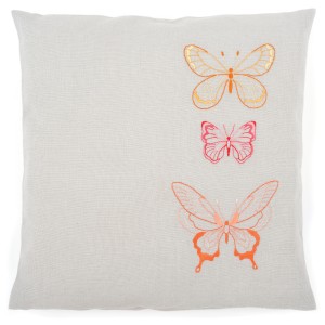 Embroidery - Cushion - Orange Butterflies