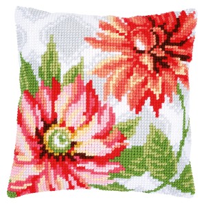 Cross Stitch Kit: Cushion: Pink Flowers