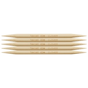 Knitting Pins: Double-Ended: Set of Five: Takumi Bamboo: 12.5cm x 6.50mm