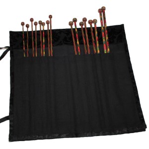 Knitpro Fabric Knitting Pin Case Black Jacquard Wrap Around - 40cm