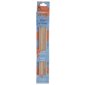 Pony Double Ended Knitting Pins Set of Five Maple 20cm x 4.5mm