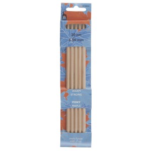 Pony Double Ended Knitting Pins Set of Five Maple 20cm x 6.5mm