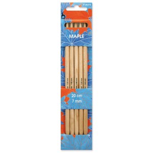 Pony Double Ended Knitting Pins Set of Five Maple 20cm x 7mm