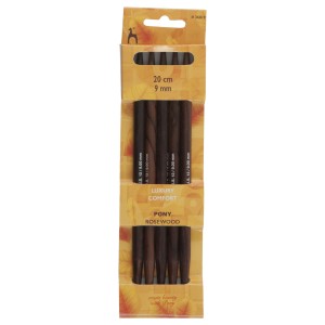 Pony Double Ended Knitting Pins Set of Five Rosewood 20cm x 9mm