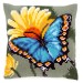 Vervaco Cross Stitch Cushion Kit - Butterfly & Yellow Flower